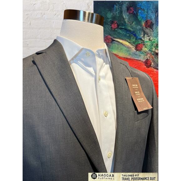 New Haggar 38R Travel Gray Blaze Jacket Wrinkle Free Moisture Wicking Comfort - Picture 5 of 16